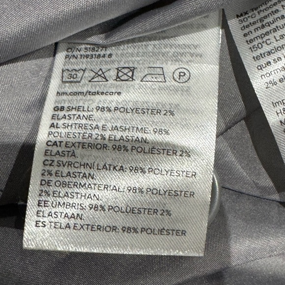 H&M Sz L Blazer Grey Pinstripe Double-Breasted Oversized Classic Capaule Preppy - Picture 4 of 4